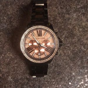 Women’s Michael Kors Watch Black & Rose Gold Face
